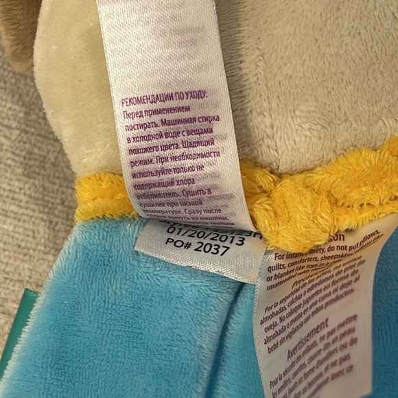 SECURITY Blanket TAGGIES PUPPY DOG Blue Brown Yellow Rattle Lovey Tabs T… - Picture 6 of 7